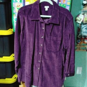 ll Bean corduroy oversized shirt jacket 2x eggplant purple